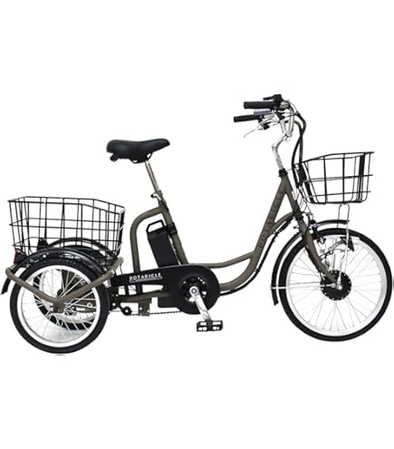 電動アシスト三輪車 前後バスケット付き Amazon | 20インチ ファットタイヤ 電動三輪車 大人用 ペダル